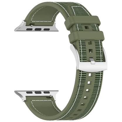 For Apple Watch Series 4 40mm Official Buckle Hybrid Nylon Braid Silicone Watch Band(Green) - Watch Bands by PMC Jewellery | Online Shopping South Africa | PMC Jewellery