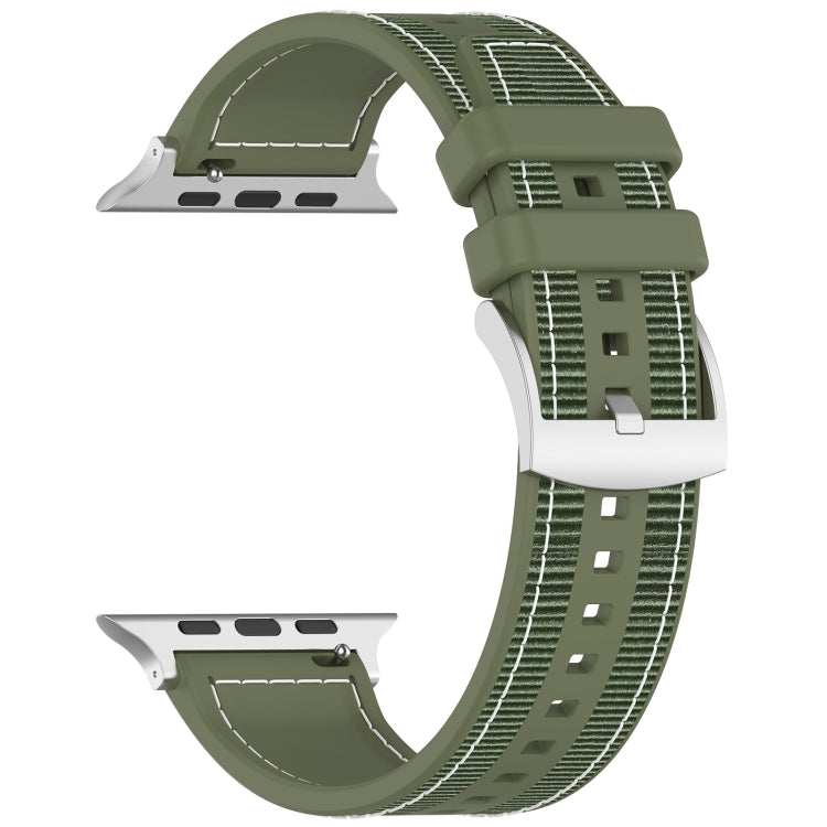 For Apple Watch Series 3 38mm Official Buckle Hybrid Nylon Braid Silicone Watch Band(Green) - Watch Bands by PMC Jewellery | Online Shopping South Africa | PMC Jewellery