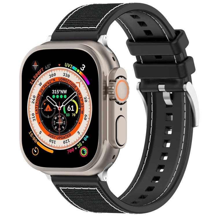 For Apple Watch Series 2 42mm Official Buckle Hybrid Nylon Braid Silicone Watch Band(Black) - Watch Bands by PMC Jewellery | Online Shopping South Africa | PMC Jewellery