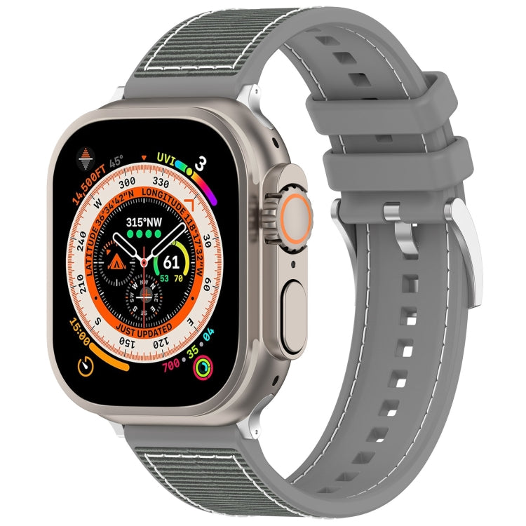 For Apple Watch Series 2 38mm Official Buckle Hybrid Nylon Braid Silicone Watch Band(Grey) - Watch Bands by PMC Jewellery | Online Shopping South Africa | PMC Jewellery