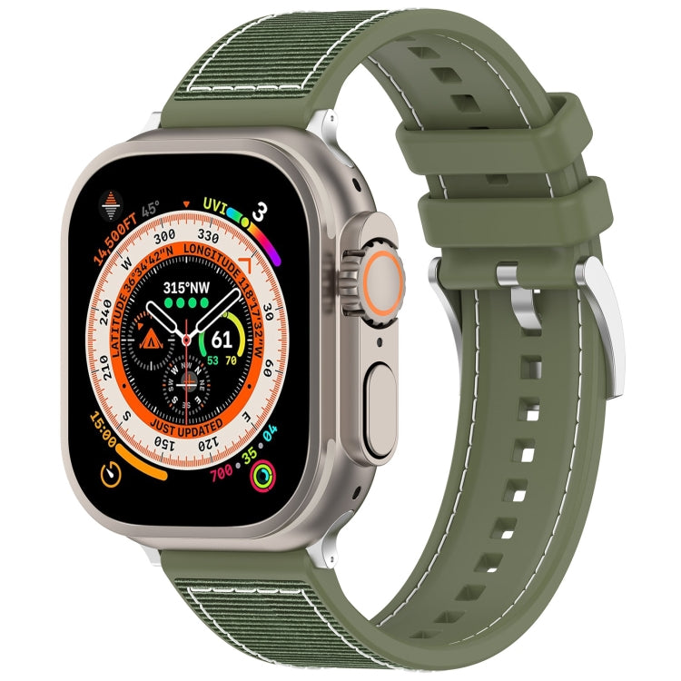 For Apple Watch 42mm Official Buckle Hybrid Nylon Braid Silicone Watch Band(Green) - Watch Bands by PMC Jewellery | Online Shopping South Africa | PMC Jewellery