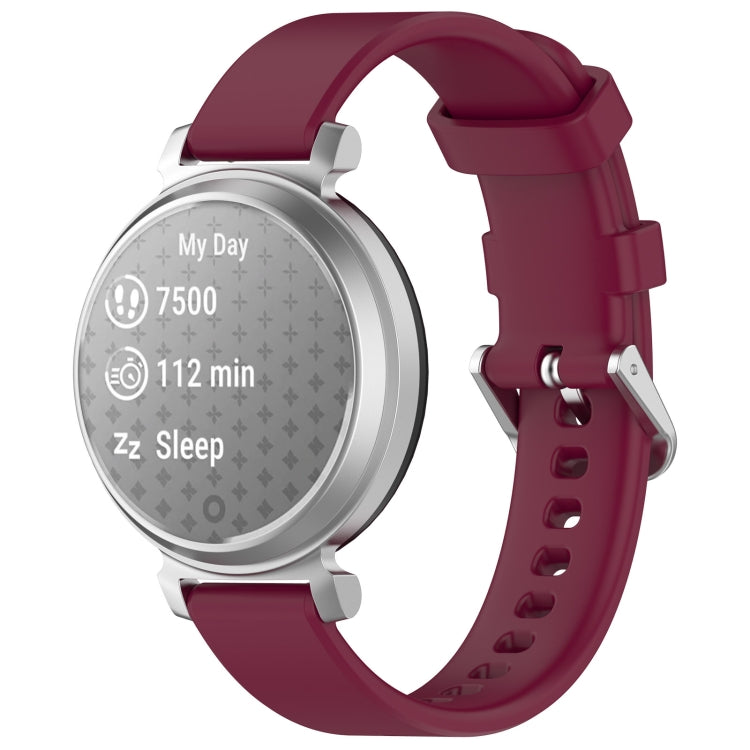 For Garmin Lily 2 14mm Silver Buckle Silicone Watch Band Wristband(Wine Red) - Watch Bands by PMC Jewellery | Online Shopping South Africa | PMC Jewellery