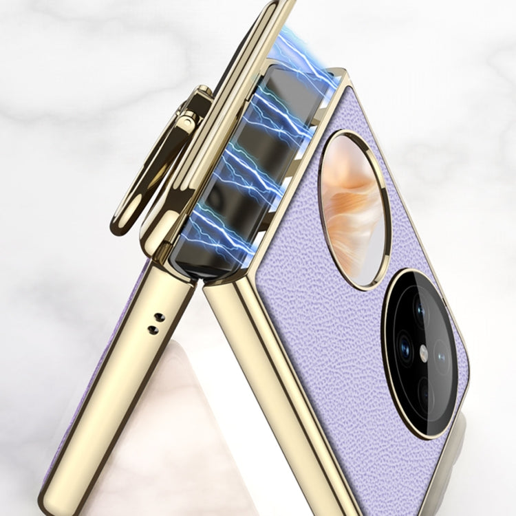 For Huawei Pocket 2 GKK Electroplated Leather Phone Case with Ring(Purple) - free shipping - PMC Jewellery - Order now!