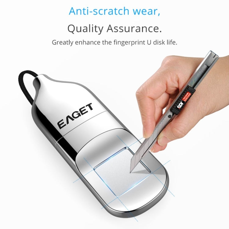 EAGET FU5 64G USB 2.0 Interface Metal Flash U Disk with Fingerprint Identification - free shipping - PMC Jewellery - Order now!