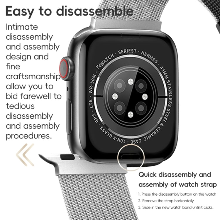 For Apple Watch Series 3 42mm ZGA Milanese Magnetic Metal Watch Band(Black) - Watch Bands by ZGA | Online Shopping South Africa | PMC Jewellery | Buy Now Pay Later Mobicred