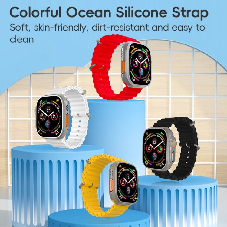 For Apple Watch Series 9 45mm ZGA Ocean Silicone Watch Band(White) - Watch Bands by ZGA | Online Shopping South Africa | PMC TechLife | Buy Now Pay Later Mobicred