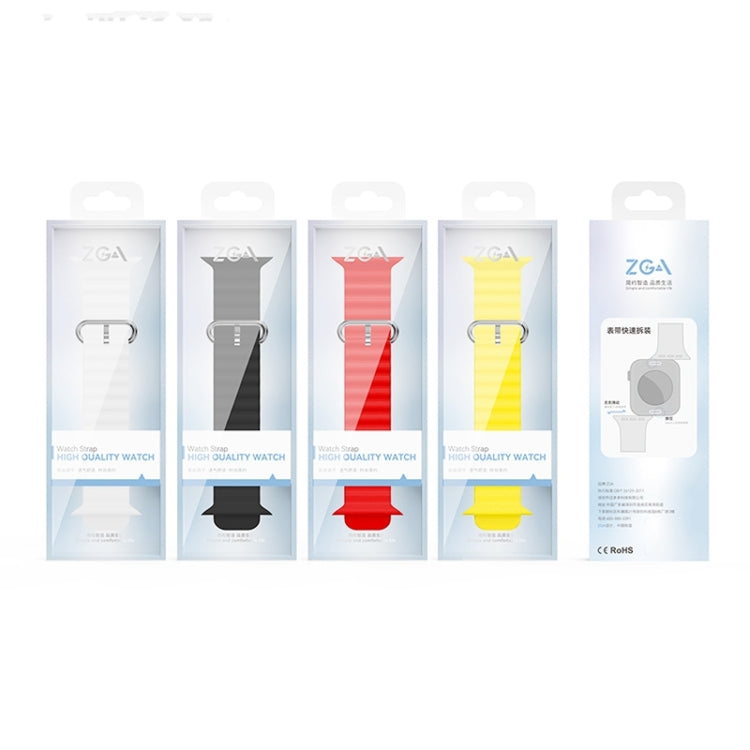 For Apple Watch SE 44mm ZGA Ocean Silicone Watch Band(White) - Watch Bands by ZGA | Online Shopping South Africa | PMC TechLife | Buy Now Pay Later Mobicred