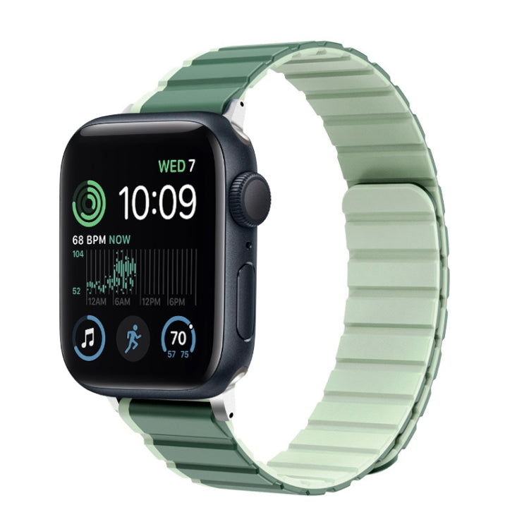 For Apple Watch SE 44mm ZGA Two Color Magnetic Silicone Watch Band(Dark Green+Light Green) - Watch Bands by ZGA | Online Shopping South Africa | PMC Jewellery | Buy Now Pay Later Mobicred