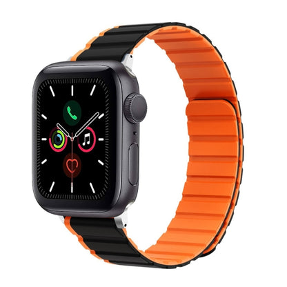 For Apple Watch Series 5 44mm ZGA Two Color Magnetic Silicone Watch Band(Black+Orange) - Watch Bands by ZGA | Online Shopping South Africa | PMC Jewellery | Buy Now Pay Later Mobicred