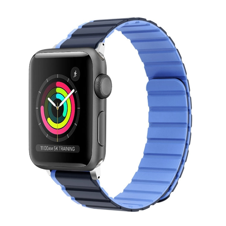 For Apple Watch Series 3 42mm ZGA Two Color Magnetic Silicone Watch Band(Dark Blue+Light Blue) - Watch Bands by ZGA | Online Shopping South Africa | PMC Jewellery | Buy Now Pay Later Mobicred