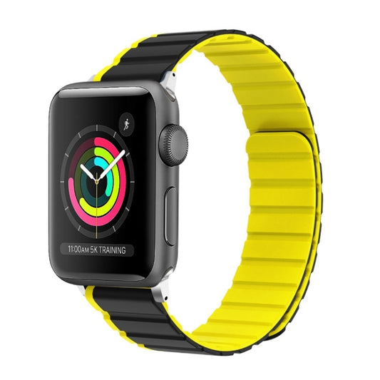 For Apple Watch 42mm ZGA Two Color Magnetic Silicone Watch Band(Grey+Yellow) - Watch Bands by ZGA | Online Shopping South Africa | PMC Jewellery | Buy Now Pay Later Mobicred