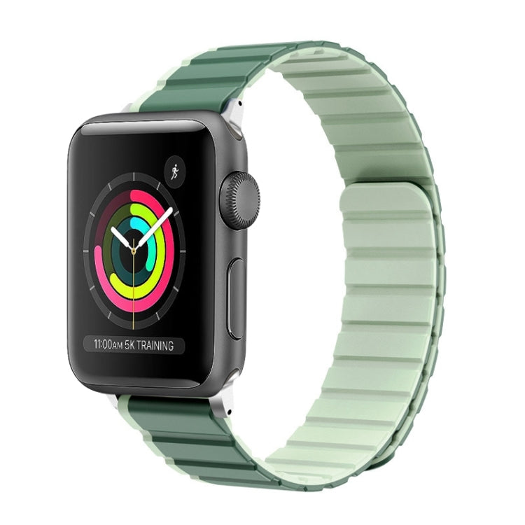 For Apple Watch 42mm ZGA Two Color Magnetic Silicone Watch Band(Dark Green+Light Green) - Watch Bands by ZGA | Online Shopping South Africa | PMC Jewellery | Buy Now Pay Later Mobicred