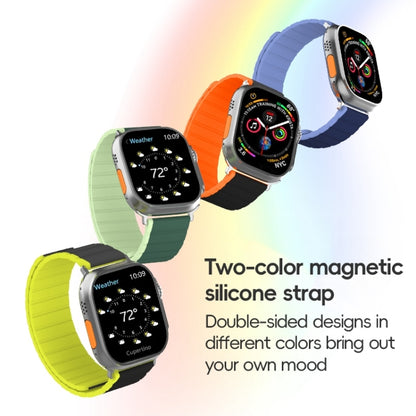 For Apple Watch Series 7 45mm ZGA Two Color Magnetic Silicone Watch Band(Dark Blue+Light Blue) - Watch Bands by ZGA | Online Shopping South Africa | PMC Jewellery | Buy Now Pay Later Mobicred