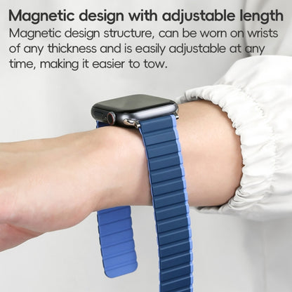 For Apple Watch Series 8 45mm ZGA Two Color Magnetic Silicone Watch Band(Dark Blue+Light Blue) - Watch Bands by ZGA | Online Shopping South Africa | PMC Jewellery | Buy Now Pay Later Mobicred