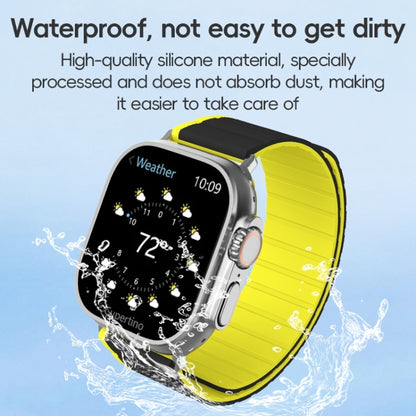 For Apple Watch Ultra 49mm ZGA Two Color Magnetic Silicone Watch Band(Grey+Yellow) - Watch Bands by ZGA | Online Shopping South Africa | PMC Jewellery | Buy Now Pay Later Mobicred