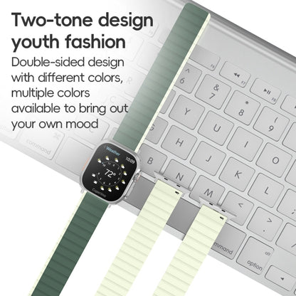 For Apple Watch SE 44mm ZGA Two Color Magnetic Silicone Watch Band(Dark Green+Light Green) - Watch Bands by ZGA | Online Shopping South Africa | PMC Jewellery | Buy Now Pay Later Mobicred