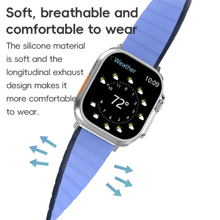 For Apple Watch Series 7 45mm ZGA Two Color Magnetic Silicone Watch Band(Dark Blue+Light Blue) - Watch Bands by ZGA | Online Shopping South Africa | PMC Jewellery | Buy Now Pay Later Mobicred