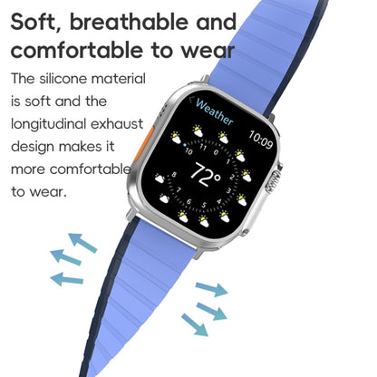 For Apple Watch Series 7 45mm ZGA Two Color Magnetic Silicone Watch Band(Dark Blue+Light Blue) - Watch Bands by ZGA | Online Shopping South Africa | PMC Jewellery | Buy Now Pay Later Mobicred