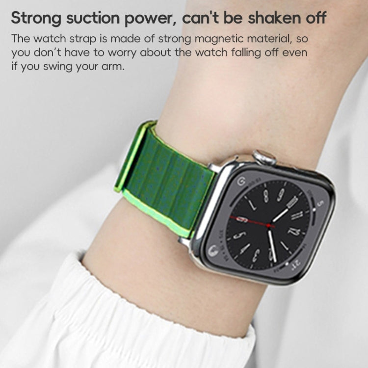 For Apple Watch Series 6 44mm ZGA Two Color Magnetic Silicone Watch Band(Dark Green+Light Green) - Watch Bands by ZGA | Online Shopping South Africa | PMC Jewellery | Buy Now Pay Later Mobicred