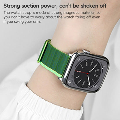 For Apple Watch Series 7 45mm ZGA Two Color Magnetic Silicone Watch Band(Dark Green+Light Green) - Watch Bands by ZGA | Online Shopping South Africa | PMC Jewellery | Buy Now Pay Later Mobicred