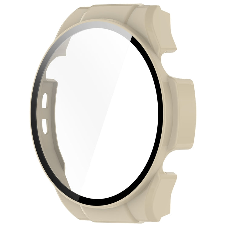 For Xiaomi Haylou Watch R8 PC + Tempered Film Integrated Watch Protective Case(Ivory White) - Watch Cases by PMC Jewellery | Online Shopping South Africa | PMC Jewellery