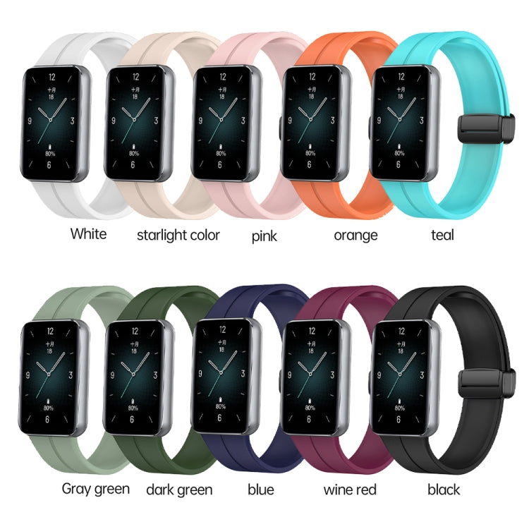 For Honor Band 9 Magnetic Folding Black Buckle Silicone Watch Band(Light Pink) - Watch Bands by PMC TechLife | Online Shopping South Africa | PMC TechLife