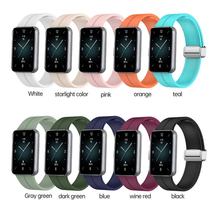 For Honor Band 9 Magnetic Folding Silver Buckle Silicone Watch Band(Starlight Color) - Watch Bands by PMC Jewellery | Online Shopping South Africa | PMC Jewellery