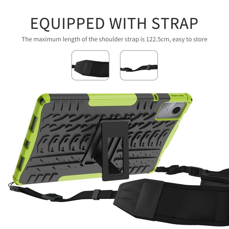For Lenovo Tab M11/ Xiaoxin Pad 11 2024 Tire Texture TPU Hybrid PC Tablet Case with Holder(Blue) - Lenovo by PMC Jewellery | Online Shopping South Africa | PMC Jewellery | Buy Now Pay Later Mobicred