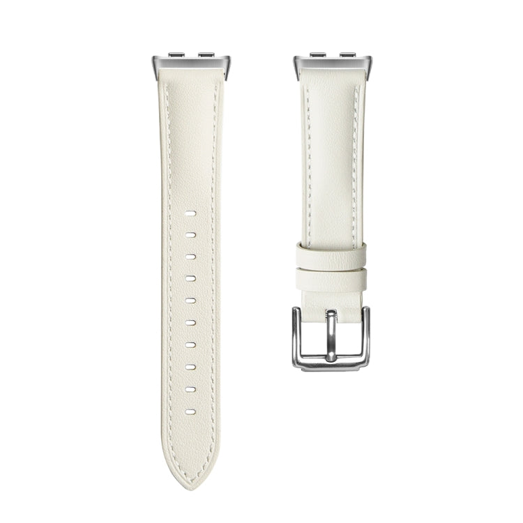 For Honor Band 9 Genuine Leather Watch Band(Creamy White) - Watch Bands by PMC Jewellery | Online Shopping South Africa | PMC Jewellery