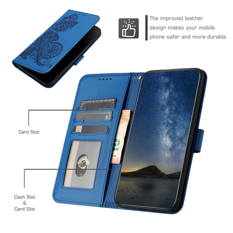 For iPhone 16 Pro Max Datura Flower Embossed Flip Leather Phone Case(Blue) - iPhone 16 Pro Max Cases by PMC TechLife | Online Shopping South Africa | PMC TechLife | Buy Now Pay Later Mobicred