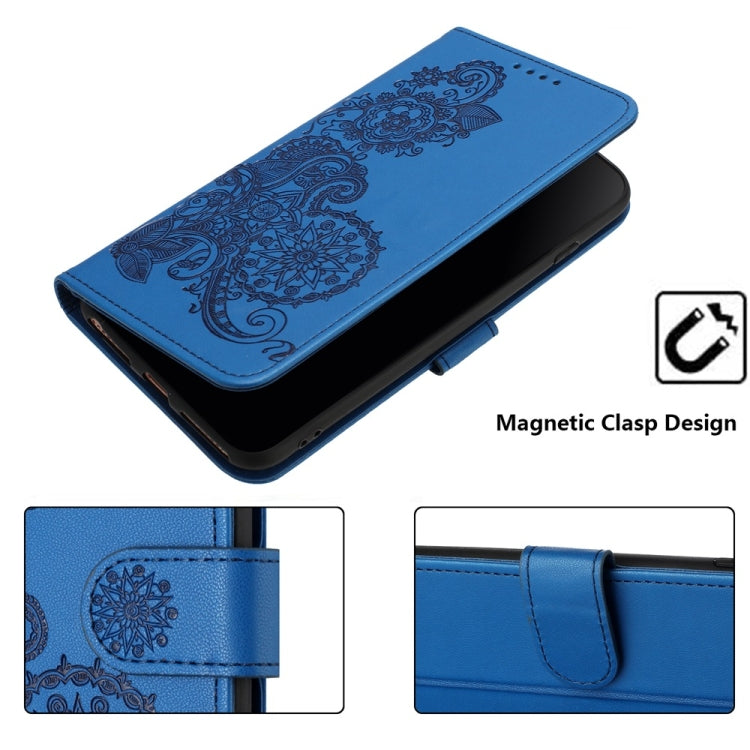 For iPhone 16 Pro Max Datura Flower Embossed Flip Leather Phone Case(Blue) - iPhone 16 Pro Max Cases by PMC TechLife | Online Shopping South Africa | PMC TechLife | Buy Now Pay Later Mobicred