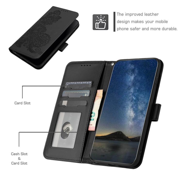 For iPhone 17 Air Datura Flower Embossed Flip Leather Phone Case(Black) - free shipping - PMc TechLife - Order now!