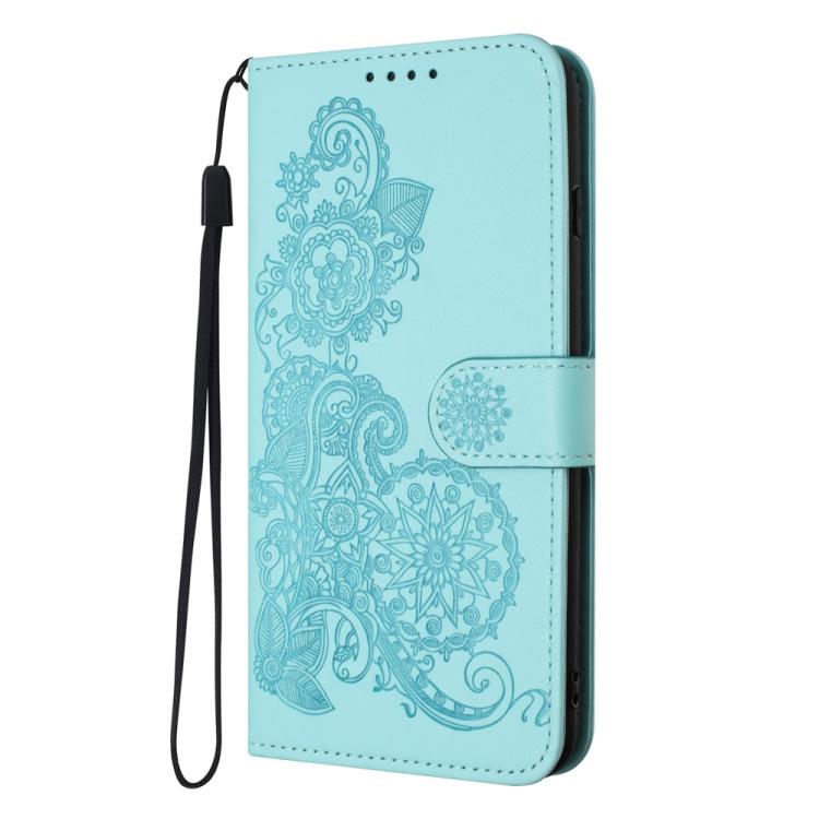 For iPhone 17 Datura Flower Embossed Flip Leather Phone Case(Light Blue) - free shipping - PMc TechLife - Order now!