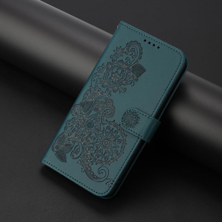 For iPhone 17 Datura Flower Embossed Flip Leather Phone Case(Dark Green) - free shipping - PMc TechLife - Order now!