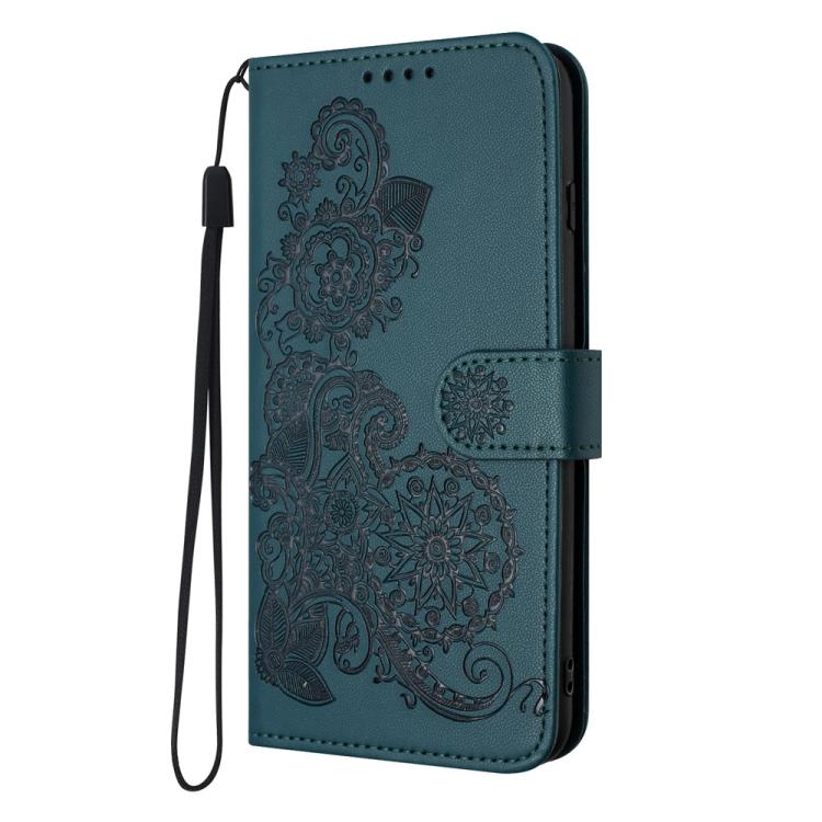 For iPhone 17 Datura Flower Embossed Flip Leather Phone Case(Dark Green) - free shipping - PMc TechLife - Order now!