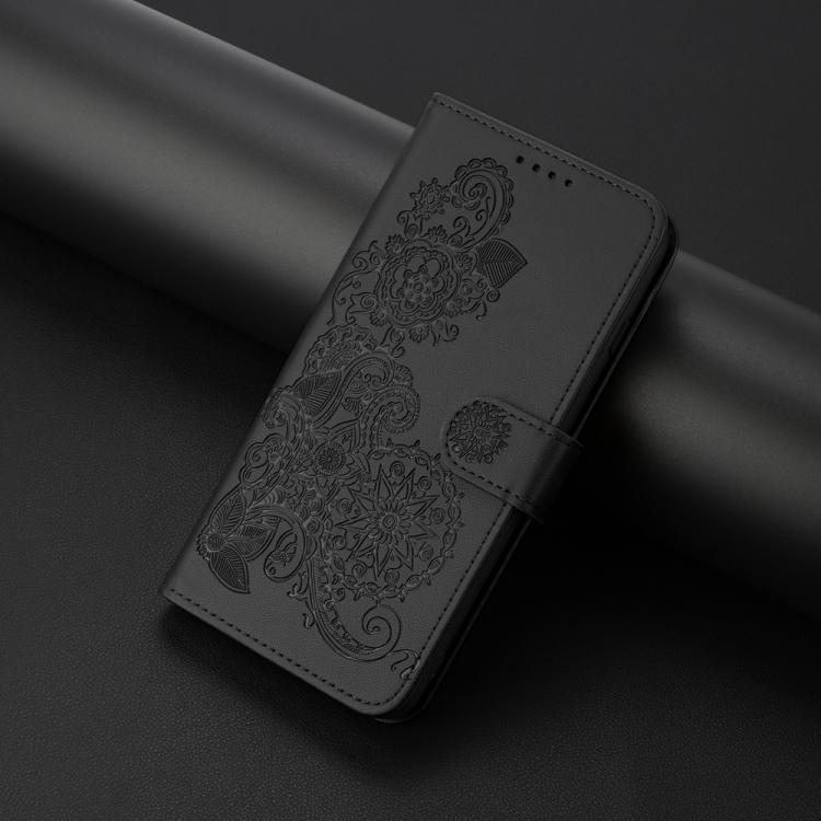 For iPhone 17 Pro Max Datura Flower Embossed Flip Leather Phone Case(Black) - free shipping - PMc TechLife - Order now!