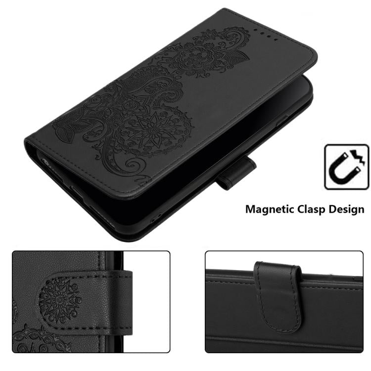For iPhone 17 Pro Max Datura Flower Embossed Flip Leather Phone Case(Black) - free shipping - PMc TechLife - Order now!