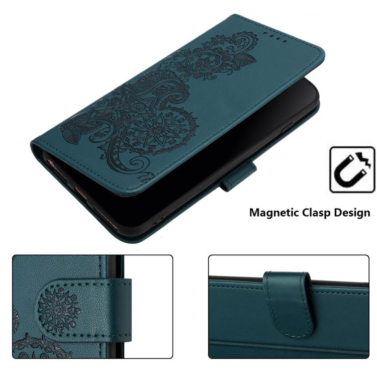 For iPhone 17 Pro Max Datura Flower Embossed Flip Leather Phone Case(Dark Green) - free shipping - PMc TechLife - Order now!