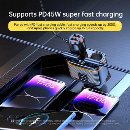 C27 6 in 1 PD45W Type-Cx2+USBx2 Car Cigarette Lighter Fast Charging Charger - Car Charger by PMC Jewellery | Online Shopping South Africa | PMC Jewellery | Buy Now Pay Later Mobicred