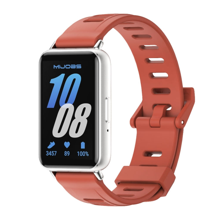 For Samsung Galaxy Fit 3 Mijobs Flat Hole Silicone Watch Band(Orange+Silver) - Watch Bands by MIJOBS | Online Shopping South Africa | PMc TechLife | Buy Now Pay Later Mobicred