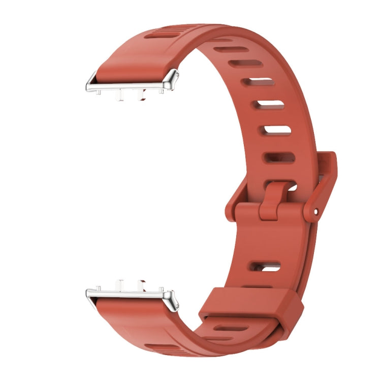 For Samsung Galaxy Fit 3 Mijobs Flat Hole Silicone Watch Band(Orange+Silver) - Watch Bands by MIJOBS | Online Shopping South Africa | PMc TechLife | Buy Now Pay Later Mobicred