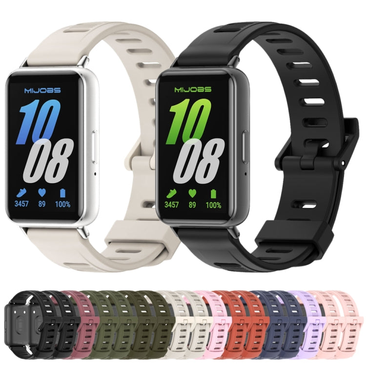 For Samsung Galaxy Fit 3 Mijobs Flat Hole Silicone Watch Band(Army Green+Silver) - free shipping - PMc TechLife - Order now!