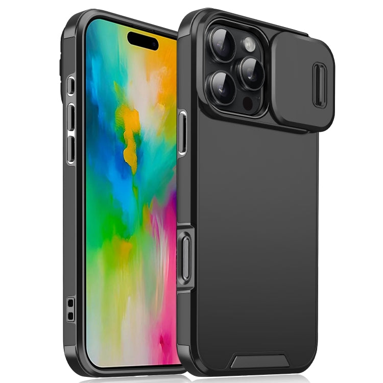 For iPhone 16 Pro Max Sliding Camshield TPU + PC Phone Case(Black) - iPhone 16 Pro Max Cases by PMC TechLife | Online Shopping South Africa | PMC TechLife | Buy Now Pay Later Mobicred