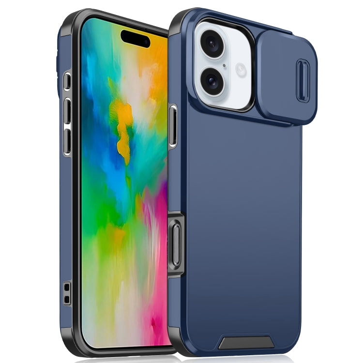 For iPhone 16 Sliding Camshield TPU + PC Phone Case(Blue) - iPhone 16 Cases by PMC TechLife | Online Shopping South Africa | PMC TechLife | Buy Now Pay Later Mobicred