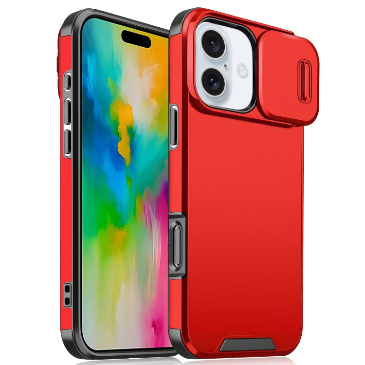 For iPhone 16 Sliding Camshield TPU + PC Phone Case(Red) - iPhone 16 Cases by PMC TechLife | Online Shopping South Africa | PMC TechLife | Buy Now Pay Later Mobicred