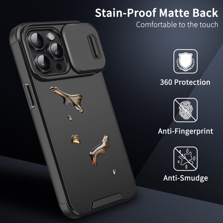 For iPhone 16 Pro Max Sliding Camshield TPU + PC Phone Case(Black) - iPhone 16 Pro Max Cases by PMC TechLife | Online Shopping South Africa | PMC TechLife | Buy Now Pay Later Mobicred