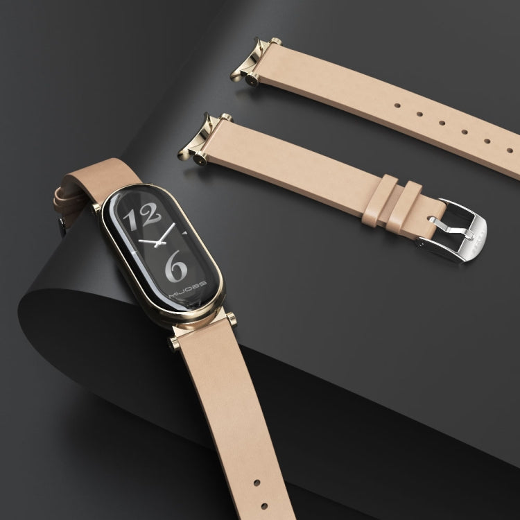 For Xiaomi Smart Band 10 / 9 / 8 Mijobs GT4 First Layer Cowhide Watch Band(Brown Light Gold) - free shipping - PMc TechLife - Order now!