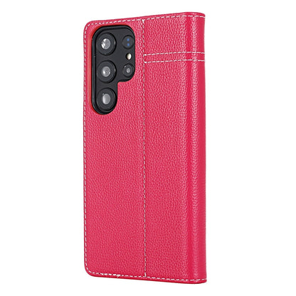 For Samsung Galaxy S24 5G GEBEI Top-grain Horizontal Flip Leather Phone Case(Rose Red) - Galaxy S24 5G Cases by GEBEI | Online Shopping South Africa | PMC Jewellery | Buy Now Pay Later Mobicred