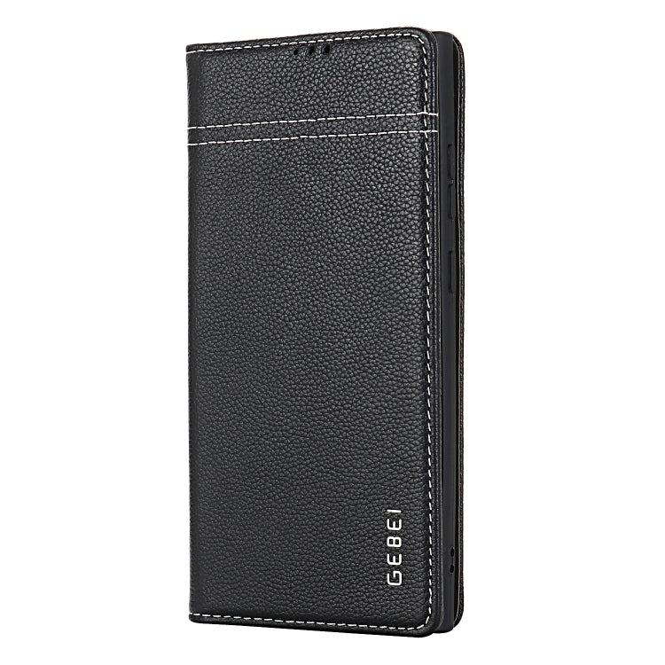 For Samsung Galaxy S24+ 5G GEBEI Top-grain Horizontal Flip Leather Phone Case(Black) - free shipping - PMC Jewellery - Order now!