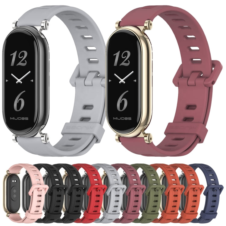 For Xiaomi Smart Band 10 / 9 / 8 Mijobs GT4 Flat Hole Silicone Watch Band(Black Silver) - free shipping - PMC TechLife - Order now!